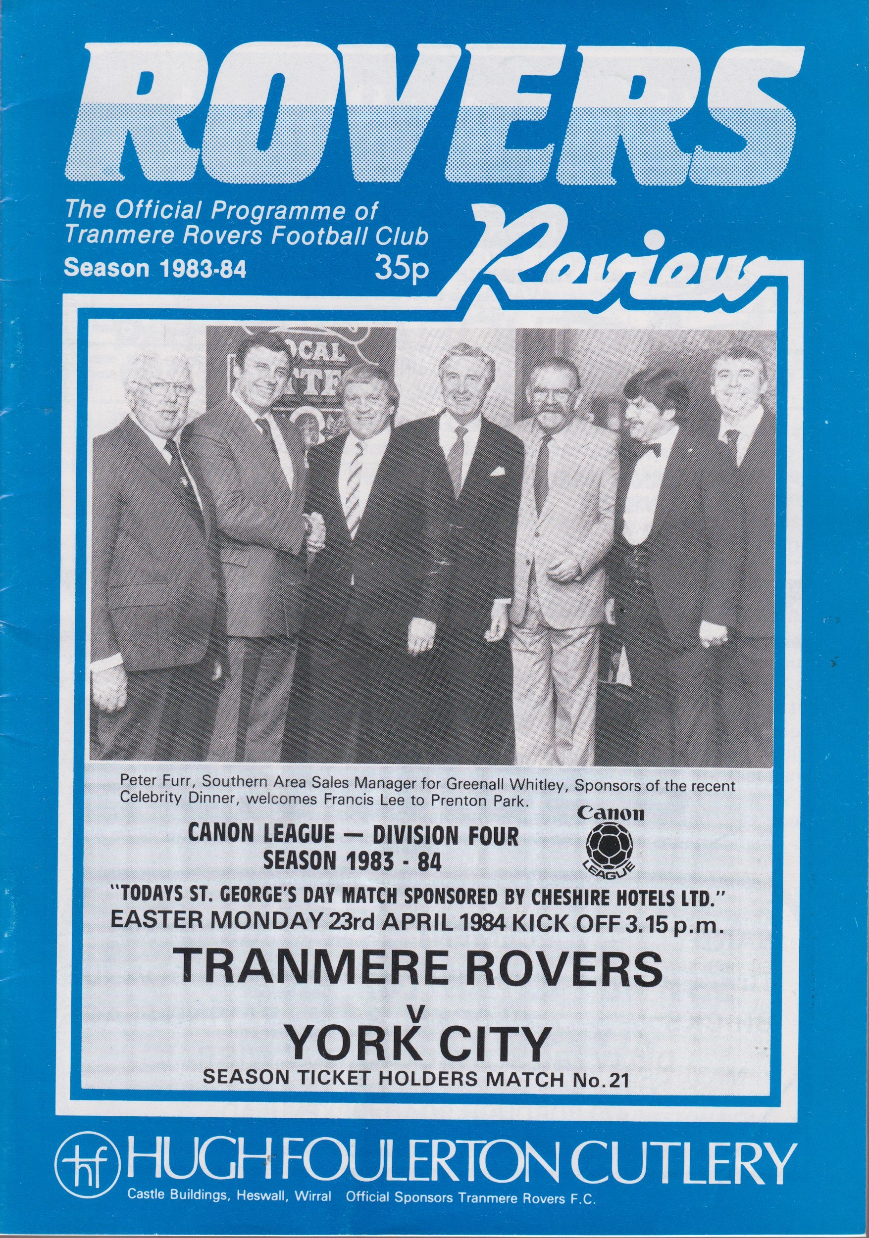 Tranmere Rovers v York City match programme